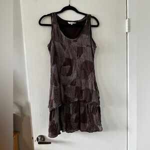 Y2K Purple and Brown Abstract Layered Dress